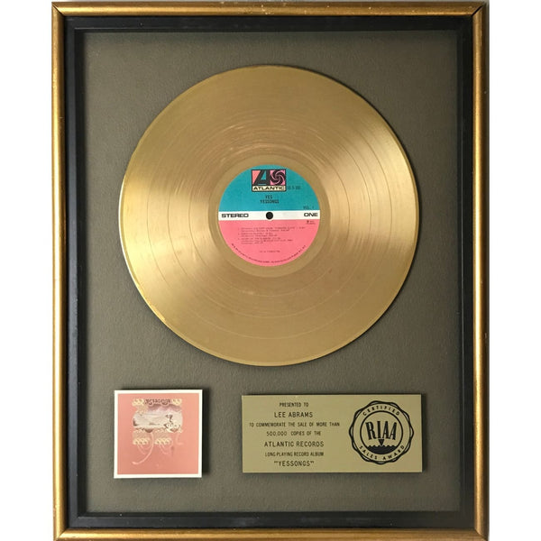 Yes Yessongs RIAA Gold Album Award Record Award