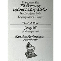 Young MC Brainstorm RIAA Gold Album Award + Grammy Win Certificate - Record Award