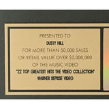 ZZ Top Greatest Hits RIAA Gold Video Award presented to Dusty Hill - RARE - Record Award