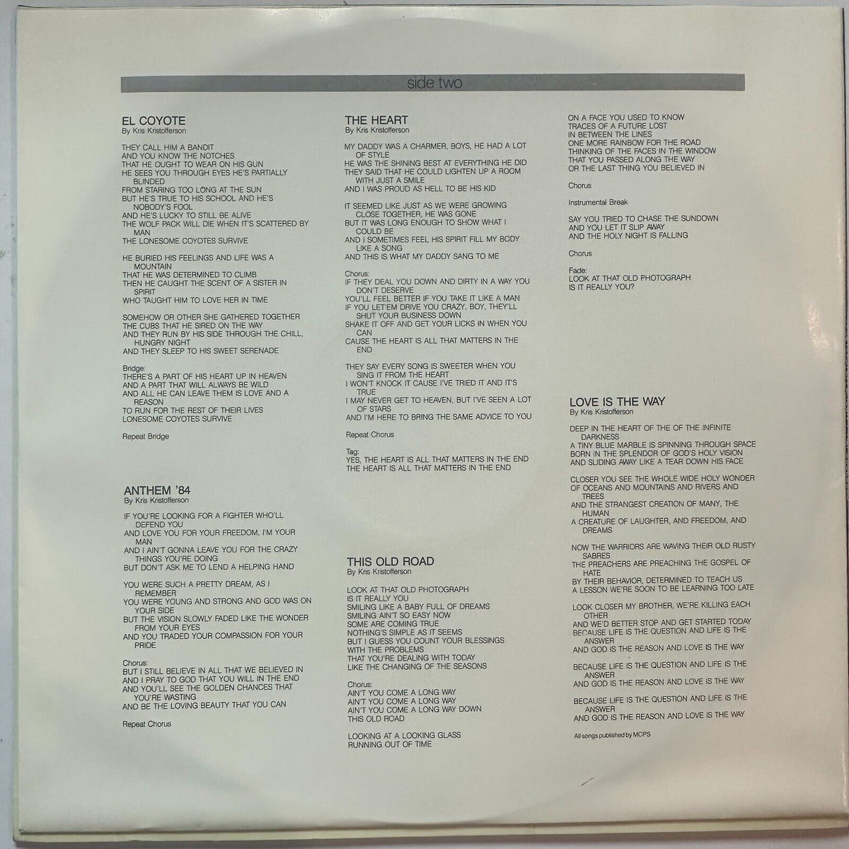 Kris Kristofferson and the Borderlords Repossessed Vinyl 1987 Promo UK ...