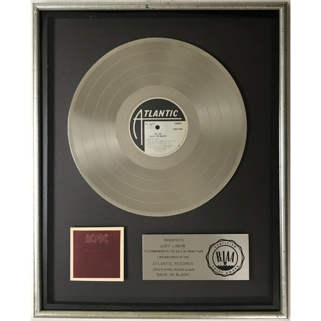 musicgoldmine.com - AC/DC Back In Black RIAA Platinum Album Award