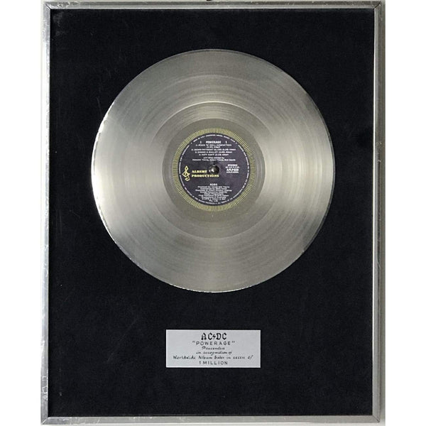AC/DC Powerage 1979 Australian Label Platinum Award to AC/DC - RARE - Record Award