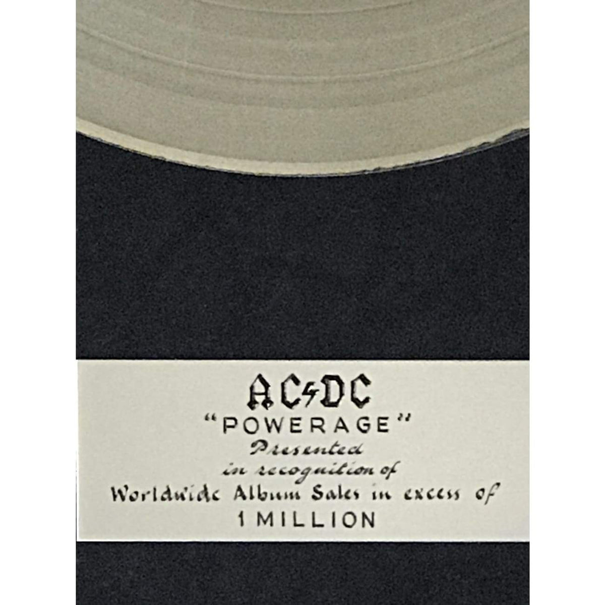 AC/DC Powerage 1979 Australian Label Platinum Award to AC/DC - RARE ...