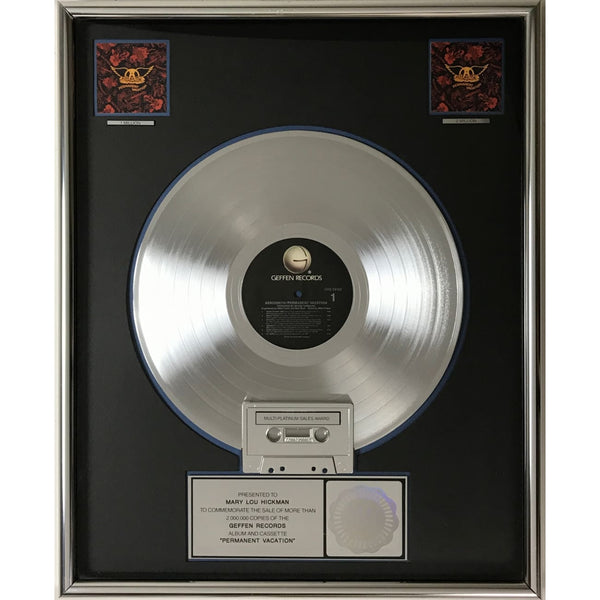 Aerosmith Permanent Vacation RIAA 2x Platinum Album Award - Record Award