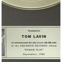 April Wine Power Play CRIA Platinum Album Award presented to Tom Lavin - Record Award