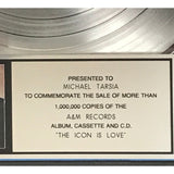 Barry White The Icon Is Love RIAA Platinum Album Award - Record Award