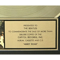 Beatles Abbey Road RIAA Gold LP Award presented to the Beatles - RARE - Record Award