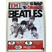 Beatles Vintage EMI Congrats Metal Decor Plaque - Music Memorabilia