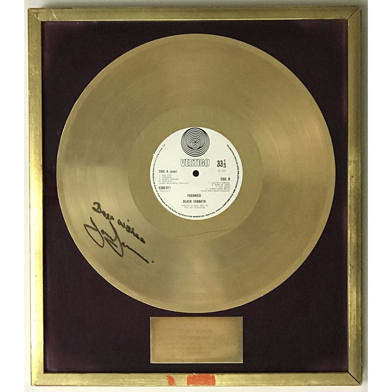 Trio Of Tony Iommi-Owned Black Sabbath Awards Up For Sale [SOLD]