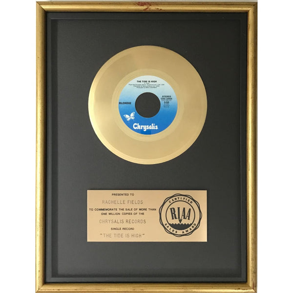 Blondie The Tide Is High RIAA Gold 45 Single Award - Record Award