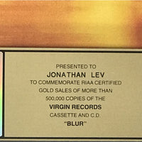 Blur self-titled RIAA Gold Album Award - Record Award