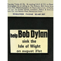 Bob Dylan 1969 Isle Of Wight Pop Festival Original Poster - Music Memorabilia