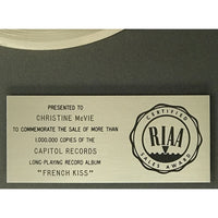 Bob Welch French Kiss RIAA Platinum LP Award presented to Christine McVie - Record Award