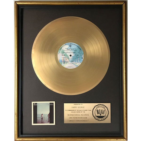 Bonnie Raitt Sweet Forgiveness RIAA Gold LP Award - Record Award