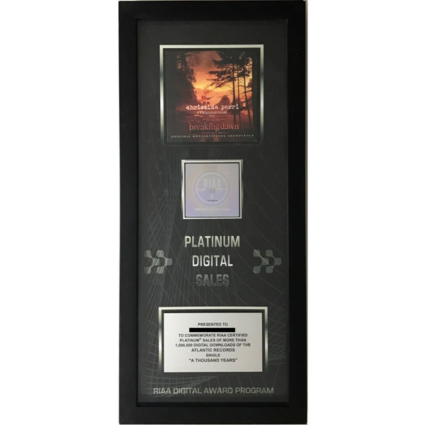Christina Perri A Thousand Years (from Twilight) RIAA Digital Single Award - Record Award
