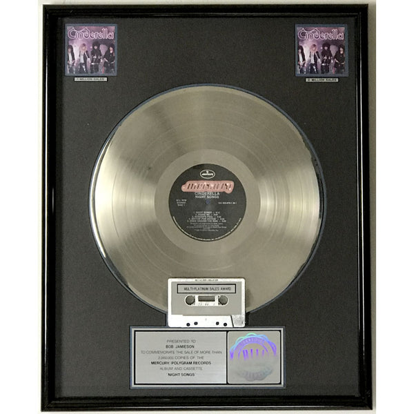Cinderella Night Songs RIAA 2x Multi-Platinum Album Award - Record Award