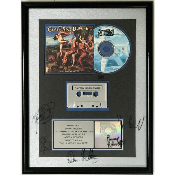 Crash Test Dummies God Shuffled His Feet RIAA Platinum Album Award signed by group - RARE