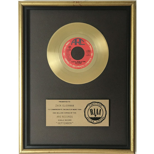Earth Wind & Fire September RIAA Gold Single Award - Record Award