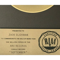 Earth Wind & Fire September RIAA Gold Single Award - Record Award