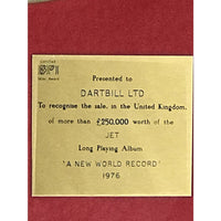 ELO A New World Record BPI Gold LP Award