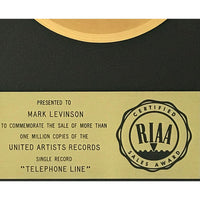 ELO Telephone Line RIAA Gold 45 Single Award - Record Award
