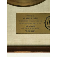 Elton John 1970 debut RIAA Gold LP Award presented to Mr/Mrs Taupin - RARE - Record Award