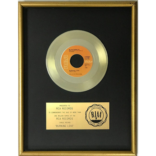 Elvis Presley Burning Love RIAA Gold 45 Single Award - Record Award