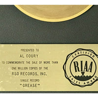 Frankie Valli Grease RIAA Gold 45 Single Award - Record Award