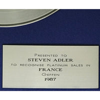 Guns N’ Roses Appetite For Destruction Geffen France 1987 Label Award presented to GNR drummer Steven Adler - RARE - Record Award