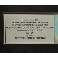 Guns N’ Roses Appetite For Destruction RIAA 18x Multi-Platinum LP Award - Record Award