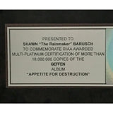 Guns N’ Roses Appetite For Destruction RIAA 18x Multi-Platinum LP Award - Record Award