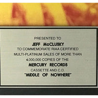 Hanson Middle Of Nowhere RIAA 4x Multi-Platinum Album Award - Record Award