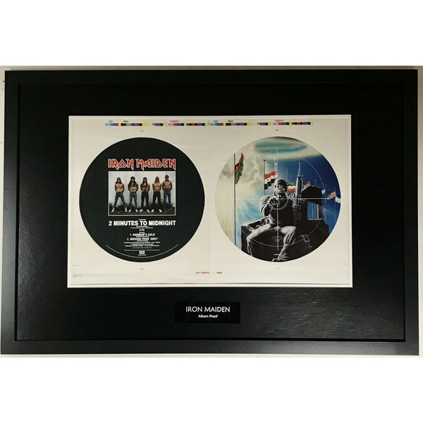Iron Maiden 2 Minutes To Midnight Maxi-Single Art Proof - RARE - Music Memorabilia Collage