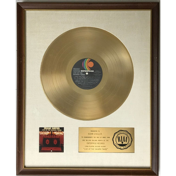 Isaac Hayes Live At the Sahara Tahoe White Matte RIAA Gold LP Award - RARE - Record Award