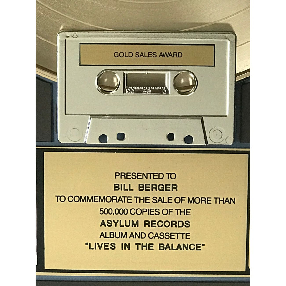 Jackson Browne Lives In The Balance RIAA Gold LP