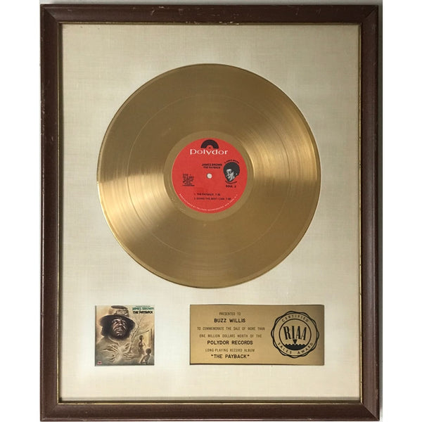 James Brown The Payback White Matte RIAA Gold LP Award - RARE - Record Award