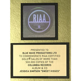 Jessica Simpson Sweet Kisses RIAA Gold Album Award - Record Award