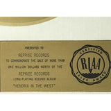 Jimi Hendrix Hendrix In The West White Matte RIAA Gold LP Award to Reprise - RARE - Record Award