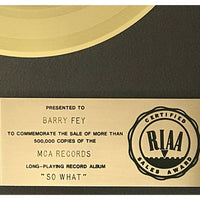 Joe Walsh So What RIAA Gold LP Award - Record Award