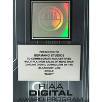 Justin Bieber ft. Ludacris Baby RIAA Digital Single Award - Record Award