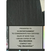 Kelly Clarkson My December RIAA Platinum Award - Record Award