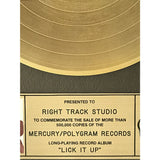 KISS Lick It Up RIAA Gold LP Award - RARE - Record Award