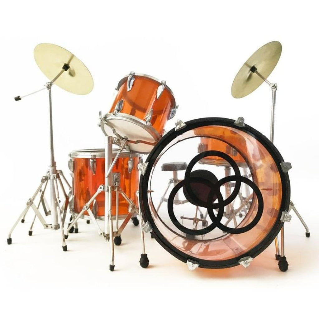 Playable miniature deals drum set