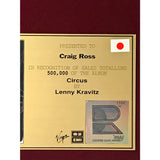 Lenny Kravitz Circus RIAJ (Japan) 500K Sold Album Award - Record Award