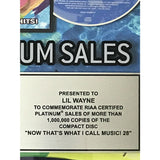 Lil Wayne & Various Artists Now 28 RIAA Platinum Album Award presented to Lil Wayne
