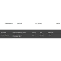 Lisa Stansfield Affection RIAA Platinum Album Award - Record Award