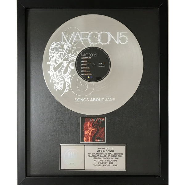 Maroon 5 Songs About Jane RIAA Platinum Album Award