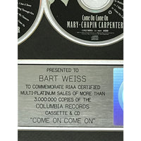 Mary Chapin Carpenter Come On Come On RIAA 3x Multi-Platinum Album Award - Record Award