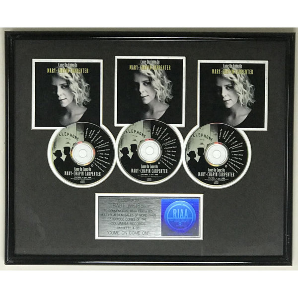 Mary Chapin Carpenter Come On Come On RIAA 3x Multi-Platinum Album Award - Record Award