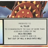Meat Loaf Bat Out Of Hell II RIAA 4x Multi-Platinum Album Award - Record Award